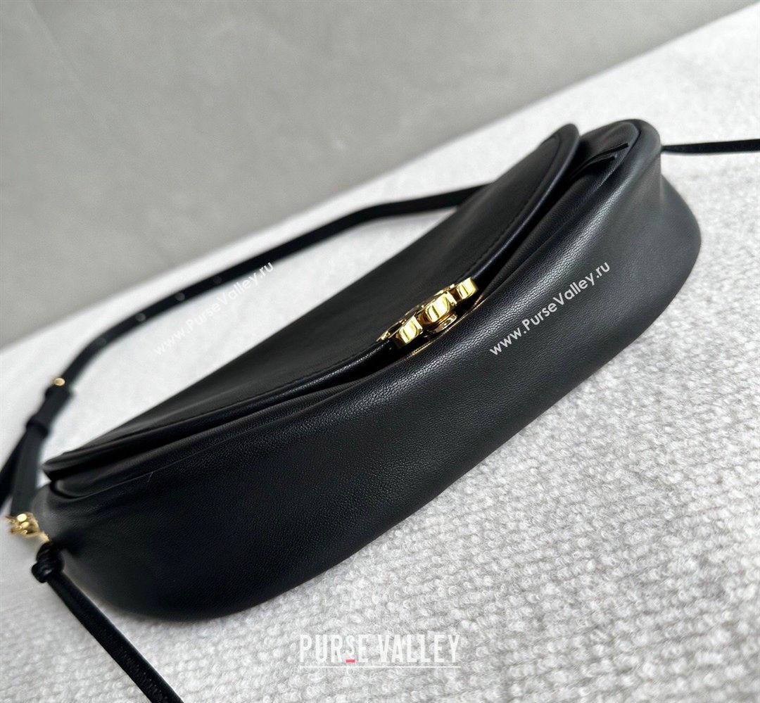 Celine Halfmoon Soft Triomphe Small Bag in Supple Shiny Lambskin 103778 Black 2026 (BL-260411002)