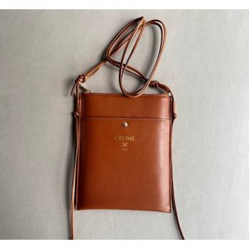 Celine Sharp Pouch Bag in Smooth Lambskin Leather Tan Brown 2026 10P812 (BL-260411025)