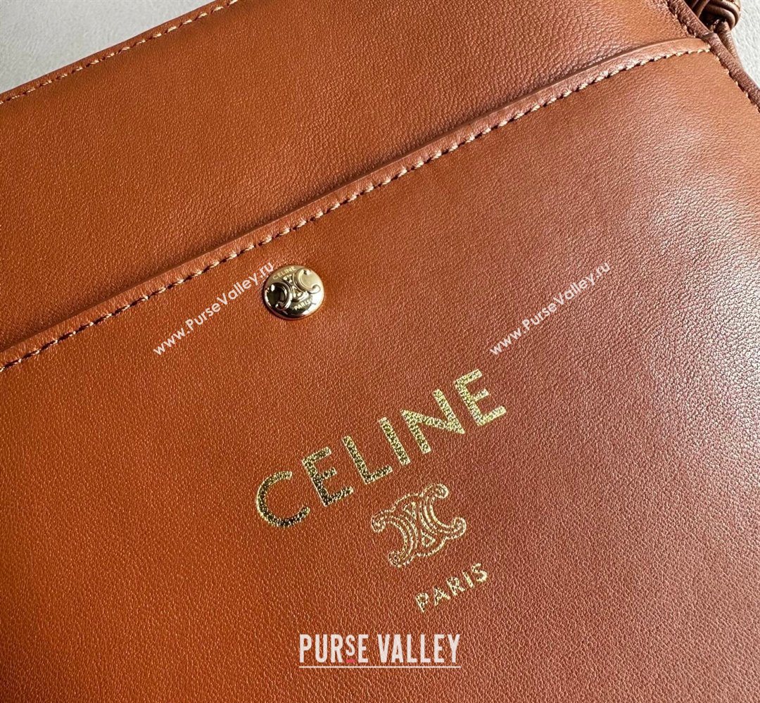 Celine Sharp Pouch Bag in Smooth Lambskin Leather Tan Brown 2026 10P812 (BL-260411025)