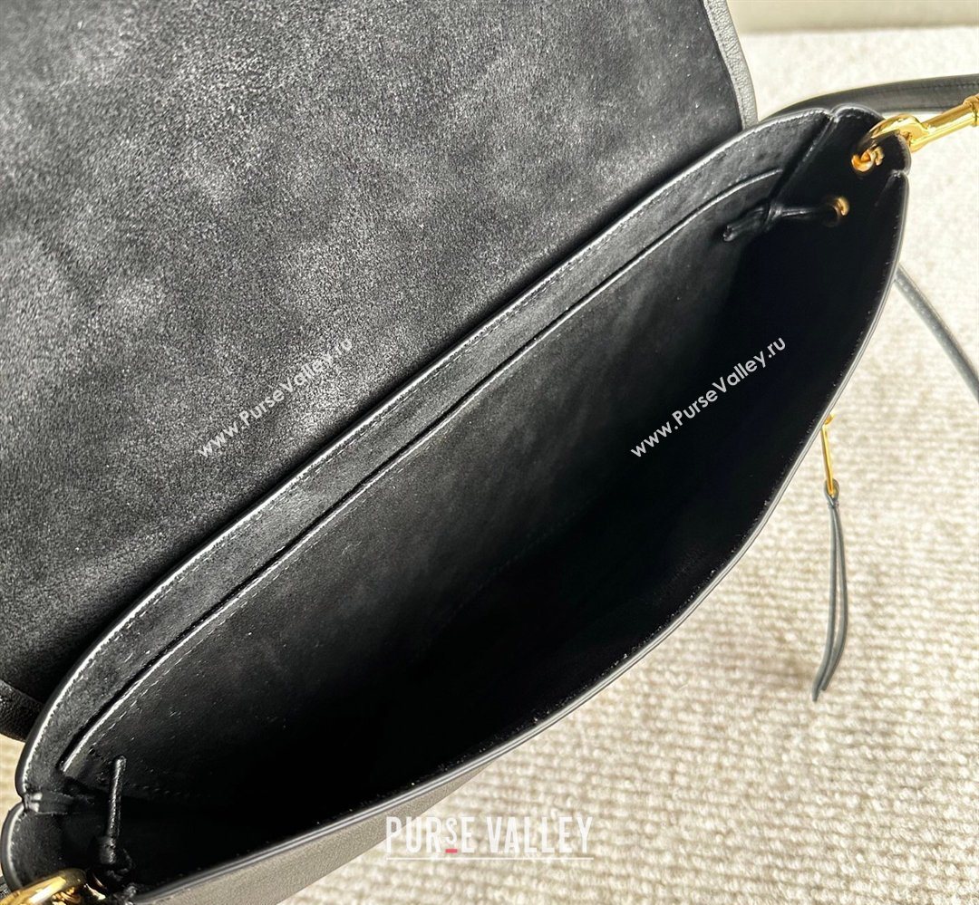Celine Halfmoon Soft Triomphe Small Bag in Supple Shiny Lambskin 103778 Black 2026 (BL-260411002)