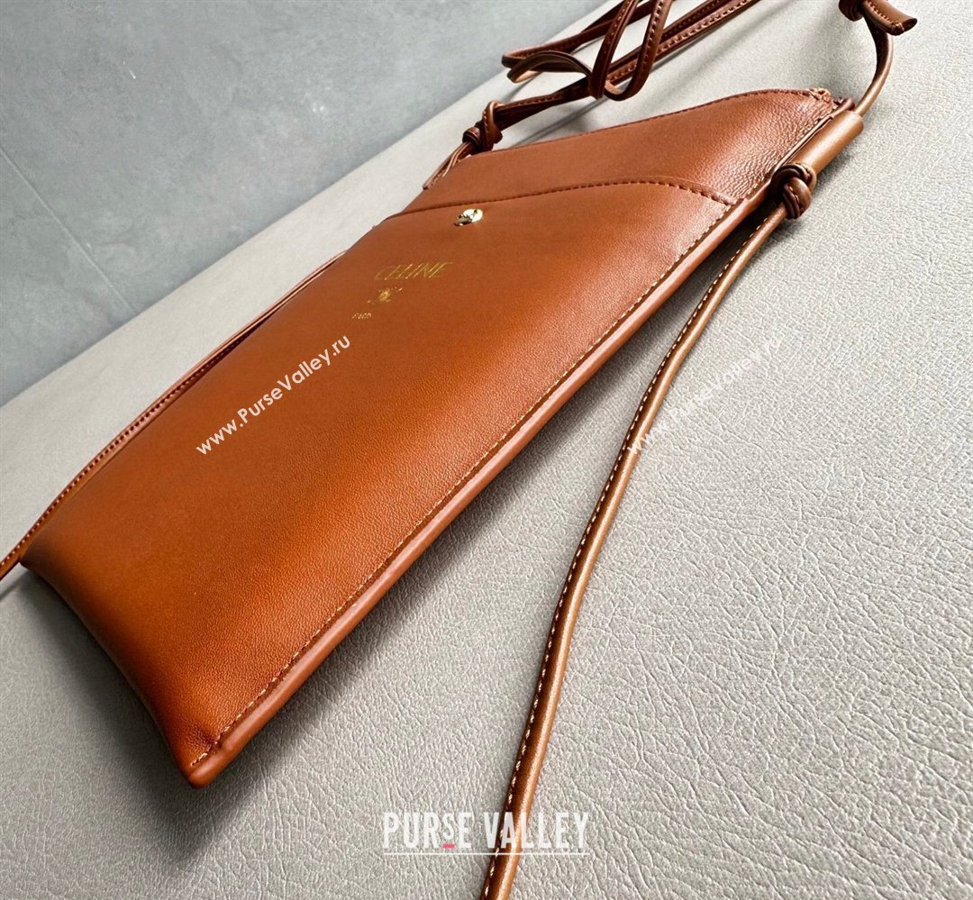 Celine Sharp Pouch Bag in Smooth Lambskin Leather Tan Brown 2026 10P812 (BL-260411025)