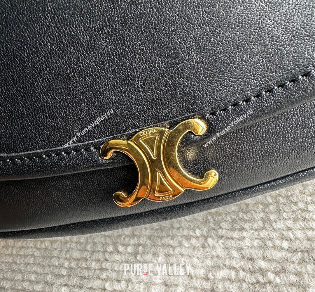 Celine Halfmoon Soft Triomphe Small Bag in Supple Shiny Lambskin 103778 Black 2026 (BL-260411002)