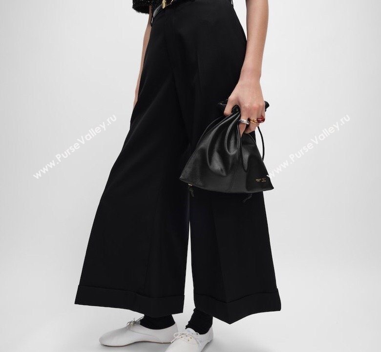 Celine Small Crystal Pouch Bag in Lambskin Leather Black 2026 123662 (BL-260411028)