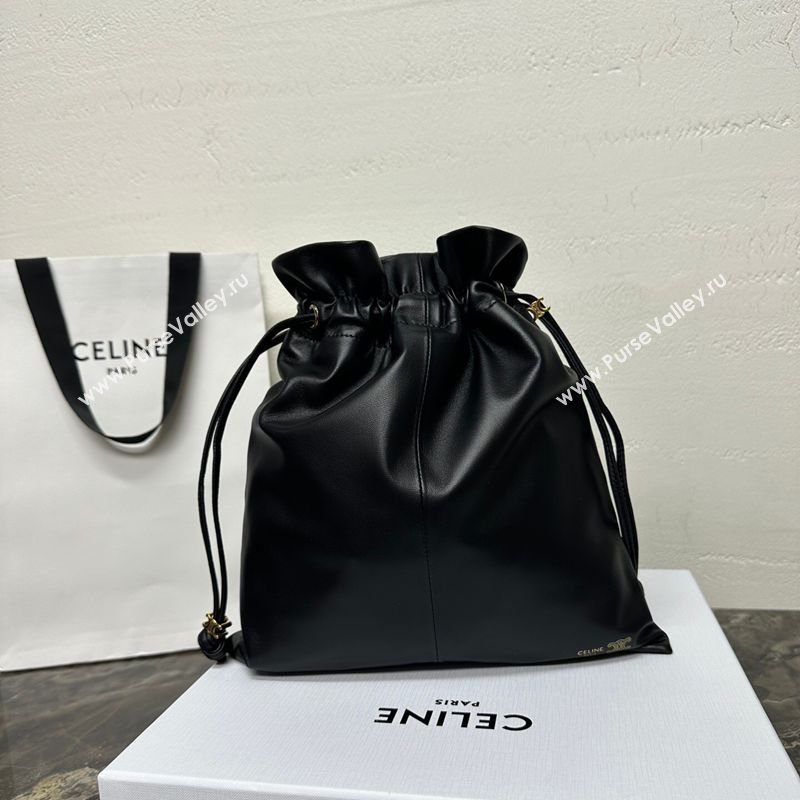 Celine Small Crystal Pouch Bag in Lambskin Leather Black 2026 123662 (BL-260411028)