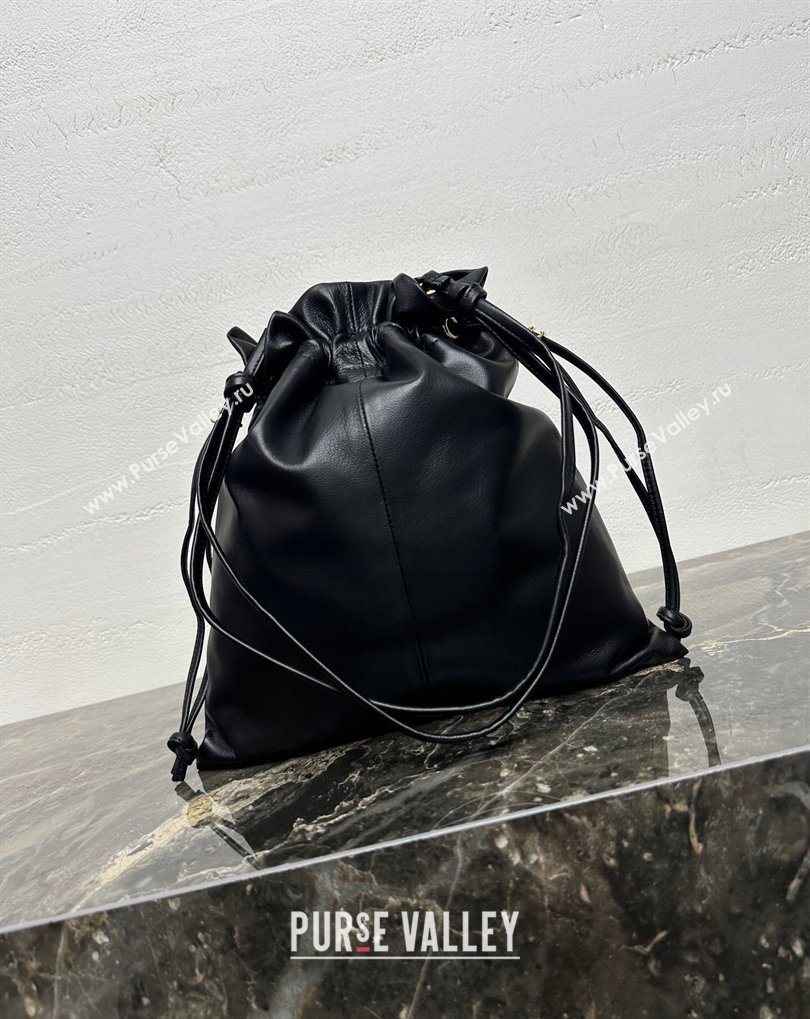 Celine Small Crystal Pouch Bag in Lambskin Leather Black 2026 123662 (BL-260411028)