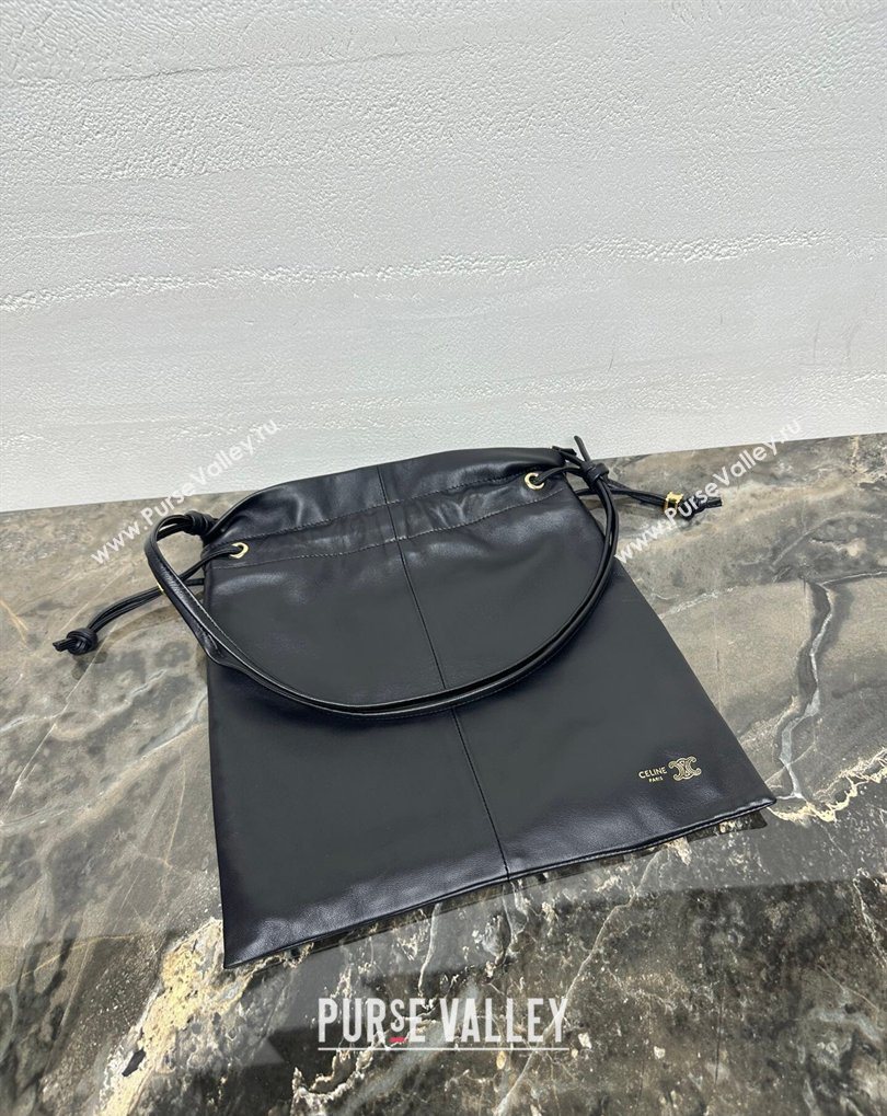 Celine Small Crystal Pouch Bag in Lambskin Leather Black 2026 123662 (BL-260411028)