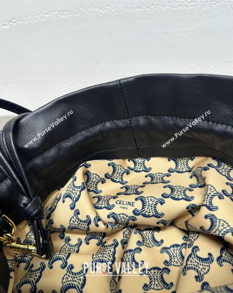 Celine Small Crystal Pouch Bag in Lambskin Leather Black 2026 123662 (BL-260411028)