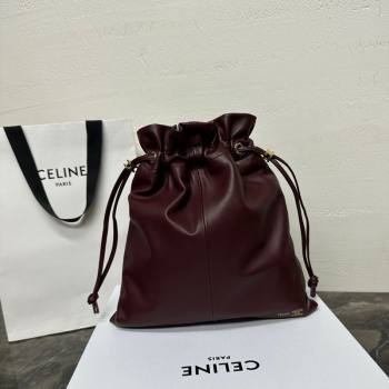 Celine Small Crystal Pouch Bag in Lambskin Leather Syrah Red 2026 123662 (BL-260411029)