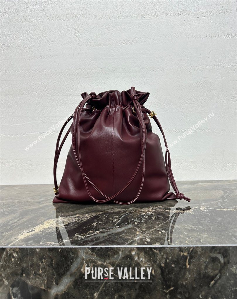 Celine Small Crystal Pouch Bag in Lambskin Leather Syrah Red 2026 123662 (BL-260411029)