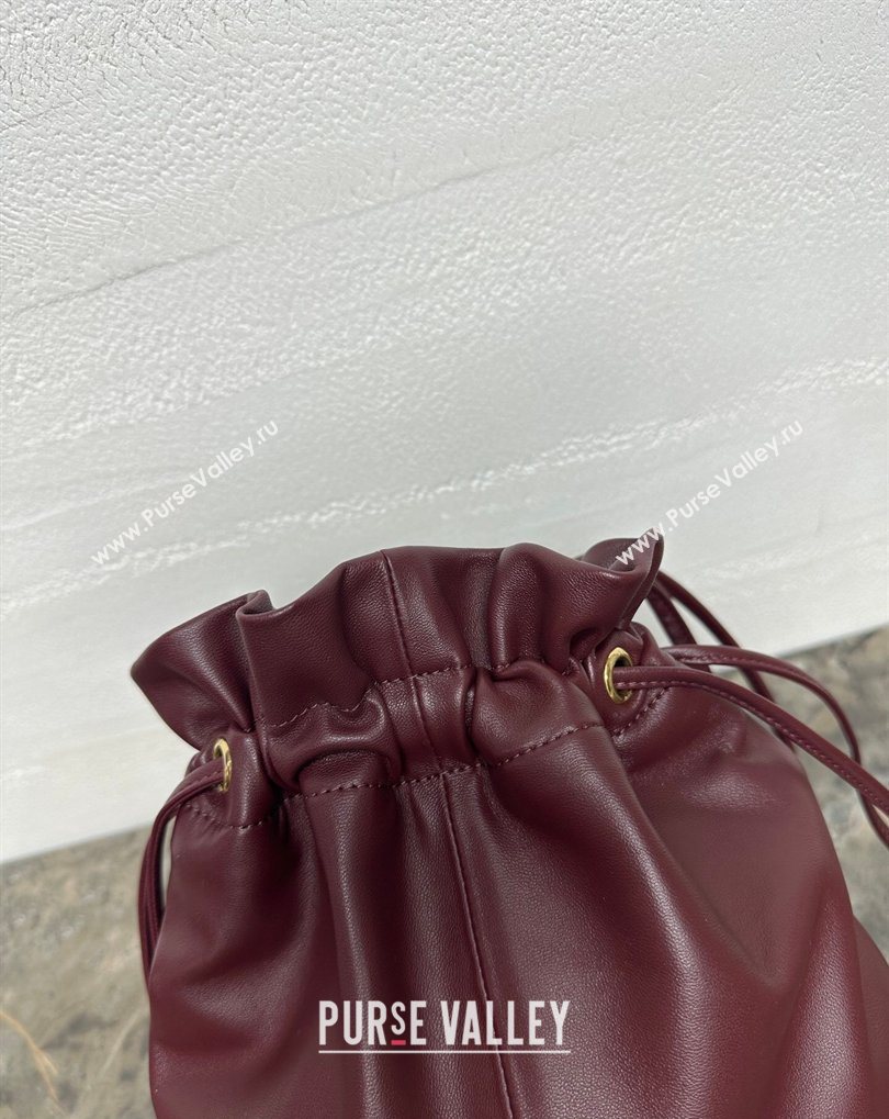 Celine Small Crystal Pouch Bag in Lambskin Leather Syrah Red 2026 123662 (BL-260411029)