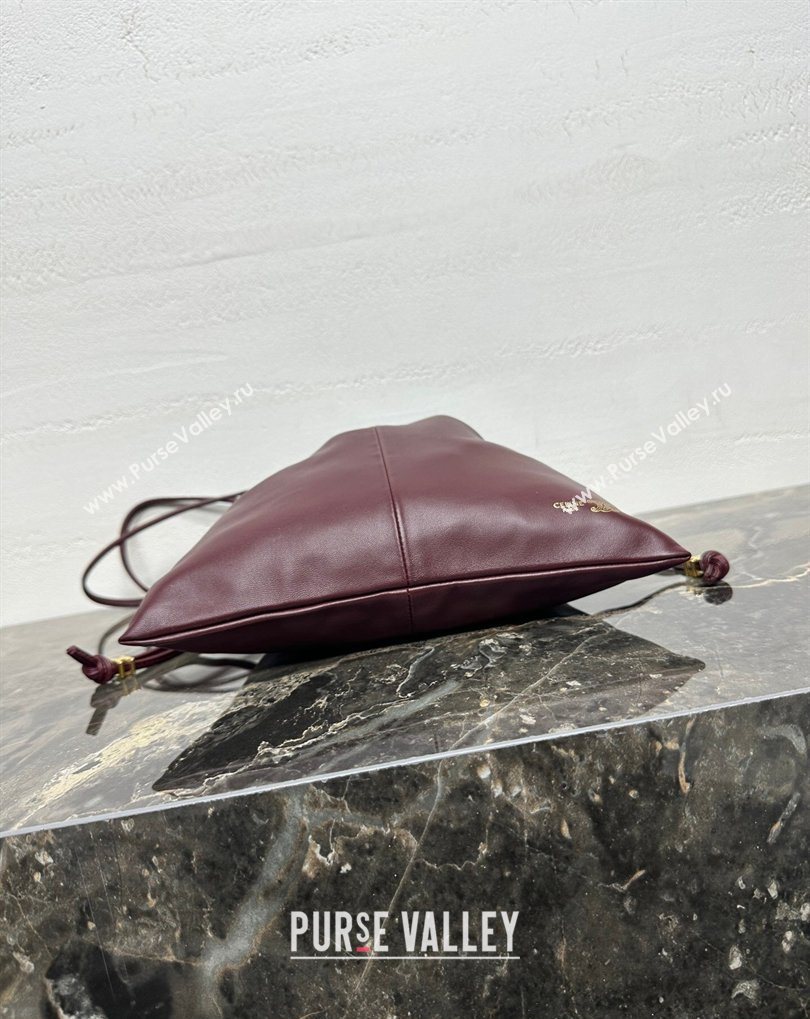 Celine Small Crystal Pouch Bag in Lambskin Leather Syrah Red 2026 123662 (BL-260411029)