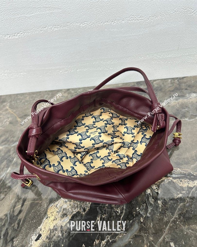 Celine Small Crystal Pouch Bag in Lambskin Leather Syrah Red 2026 123662 (BL-260411029)