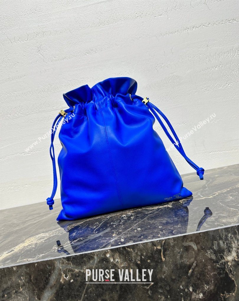 Celine Small Crystal Pouch Bag in Lambskin Leather Ultra Blue 2026 123662 (BL-260411030)