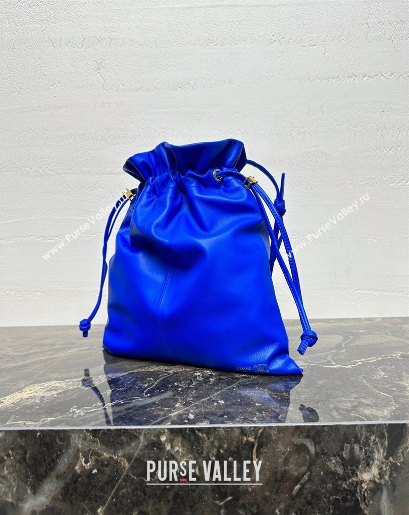 Celine Small Crystal Pouch Bag in Lambskin Leather Ultra Blue 2026 123662 (BL-260411030)