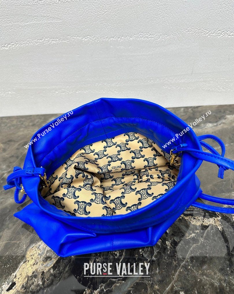 Celine Small Crystal Pouch Bag in Lambskin Leather Ultra Blue 2026 123662 (BL-260411030)