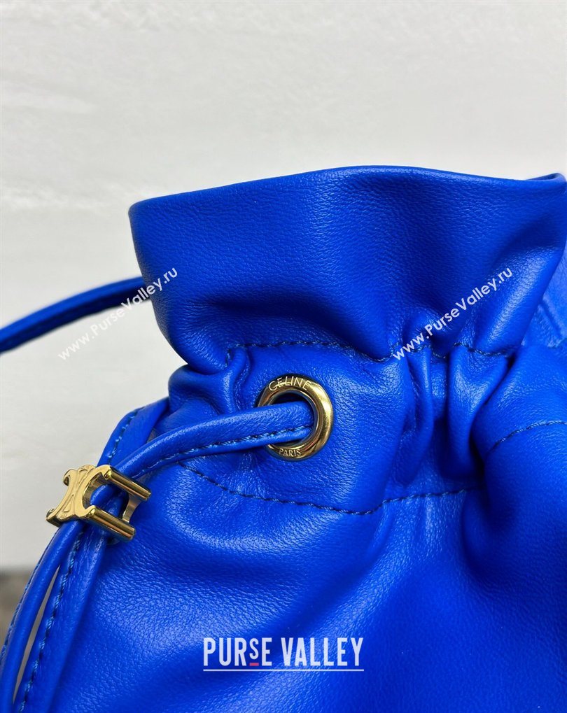 Celine Small Crystal Pouch Bag in Lambskin Leather Ultra Blue 2026 123662 (BL-260411030)