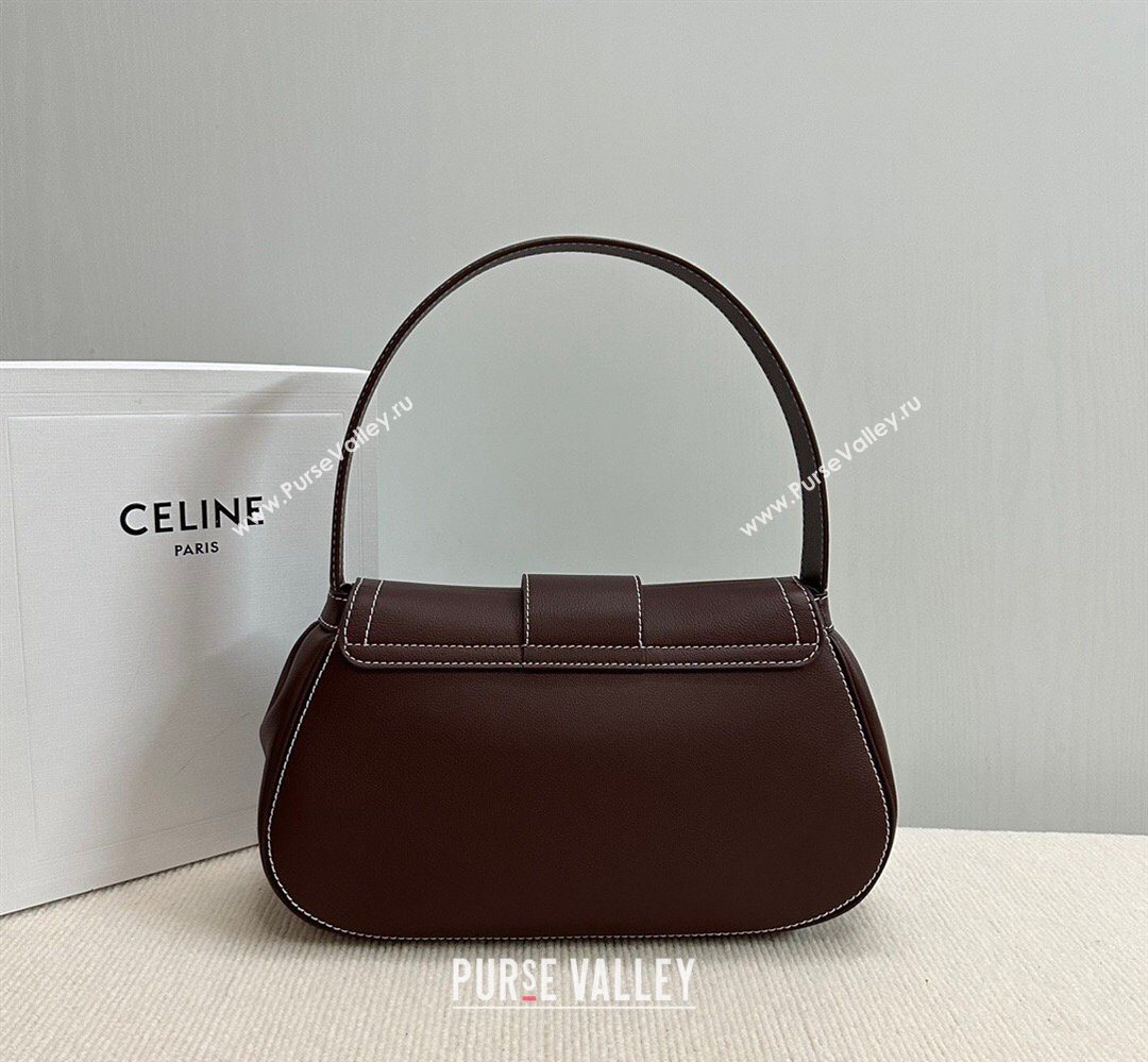 Celine Medium Polly Hobo Bag in Supple Calfskin Burgundy 2026 115633 (BL-260411033)