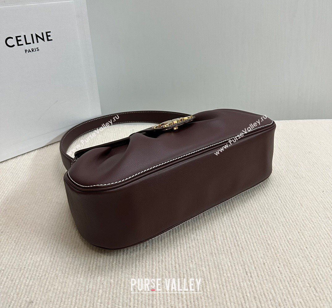 Celine Medium Polly Hobo Bag in Supple Calfskin Burgundy 2026 115633 (BL-260411033)