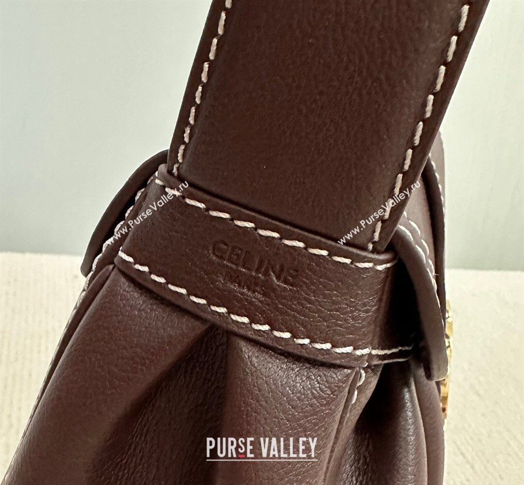 Celine Medium Polly Hobo Bag in Supple Calfskin Burgundy 2026 115633 (BL-260411033)