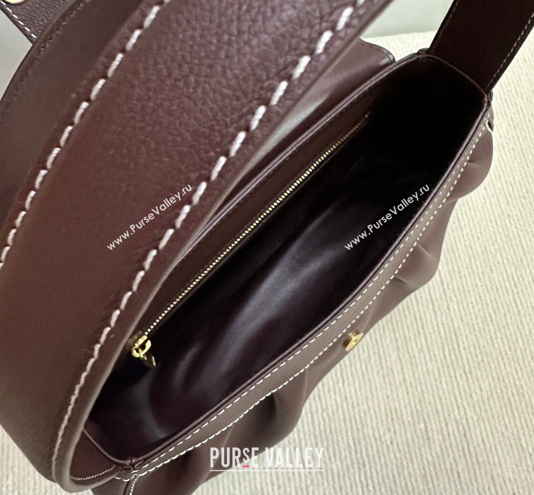 Celine Medium Polly Hobo Bag in Supple Calfskin Burgundy 2026 115633 (BL-260411033)