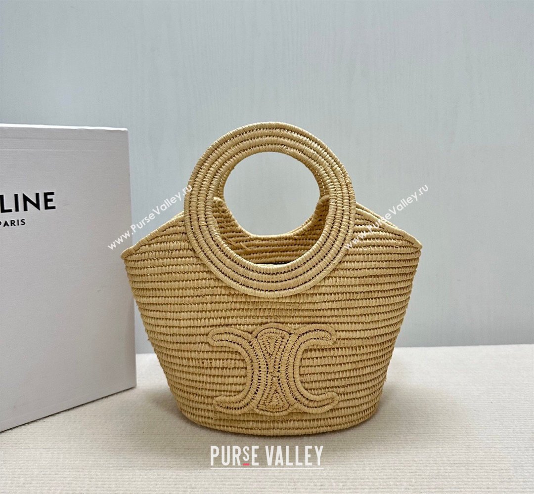 Celine Braided Panier Top Handle Bag in Raffia Straw Beige 2026 121922 (BL-260411037)