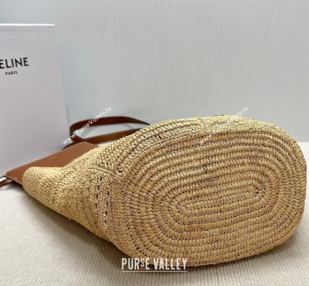 Celine Classic Panier Medium Couffin Basket Bag in Raffia Straw Patchwork and Calfskin 119682 2026 (BL-260411038)