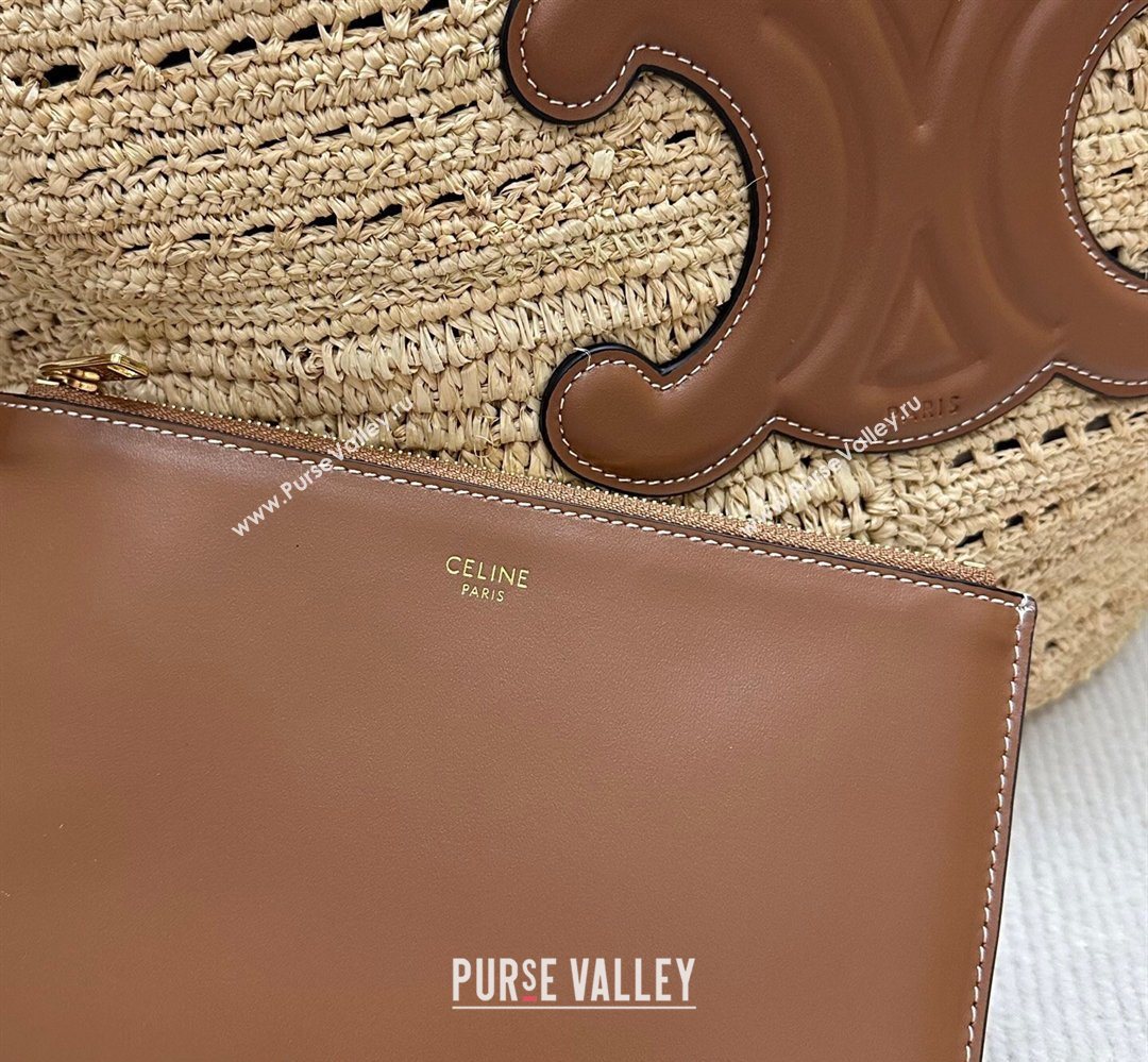 Celine Classic Panier Medium Couffin Basket Bag in Raffia Straw Patchwork and Calfskin 119682 2026 (BL-260411038)