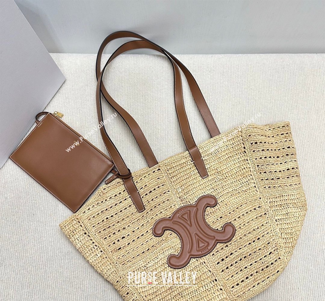 Celine Classic Panier Medium Couffin Basket Bag in Raffia Straw Patchwork and Calfskin 119682 2026 (BL-260411038)