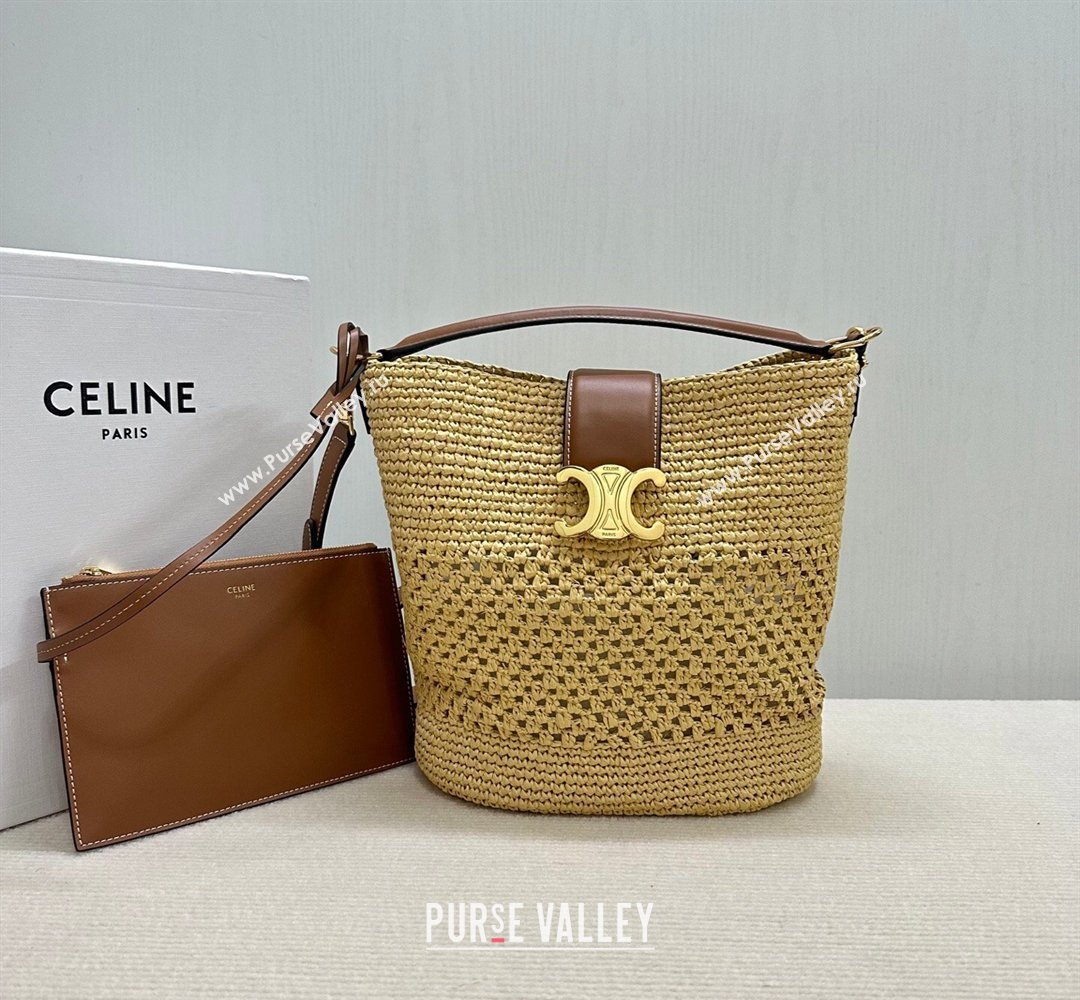 Celine Medium Louise Bucket bag in Raffia Straw 2026 116613 (BL-260411039)