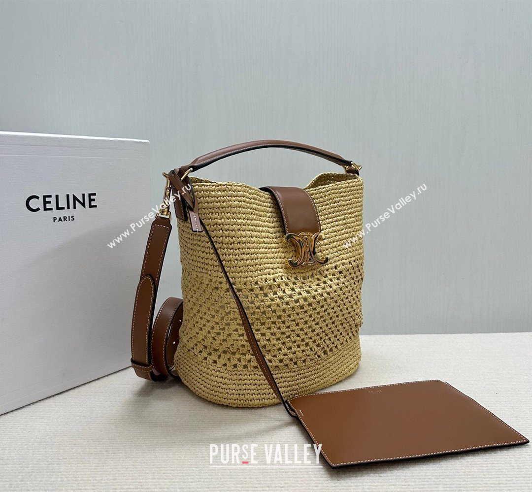 Celine Medium Louise Bucket bag in Raffia Straw 2026 116613 (BL-260411039)