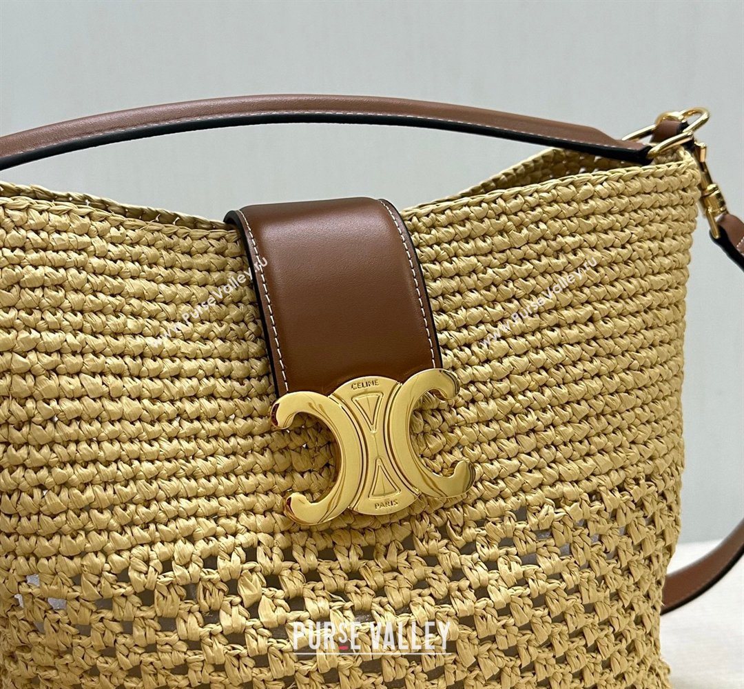Celine Medium Louise Bucket bag in Raffia Straw 2026 116613 (BL-260411039)