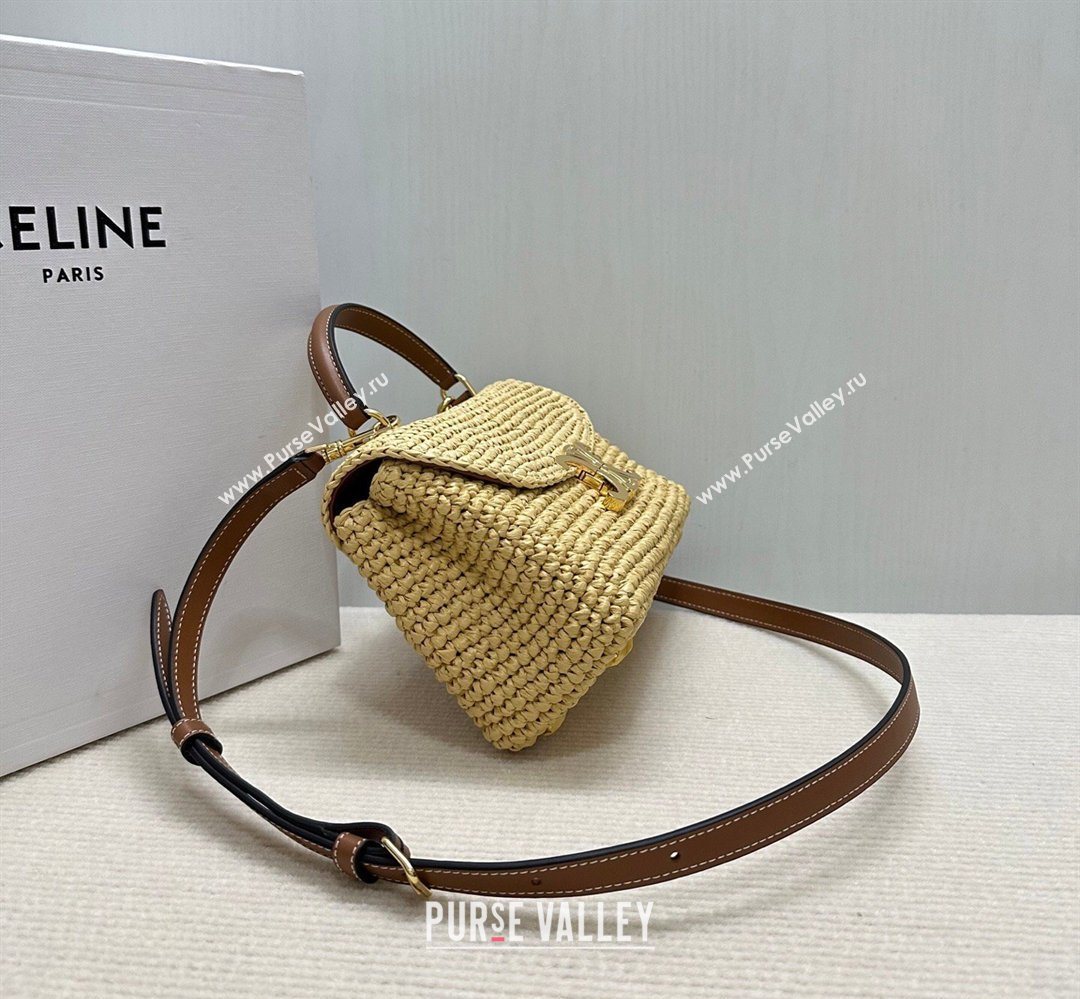 Celine Teen Nino Bag in Raffia Straw and Calfskin 2026 118112 (BL-260411044)