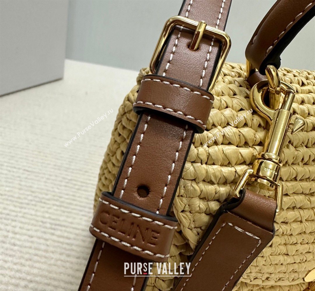 Celine Teen Nino Bag in Raffia Straw and Calfskin 2026 118112 (BL-260411044)