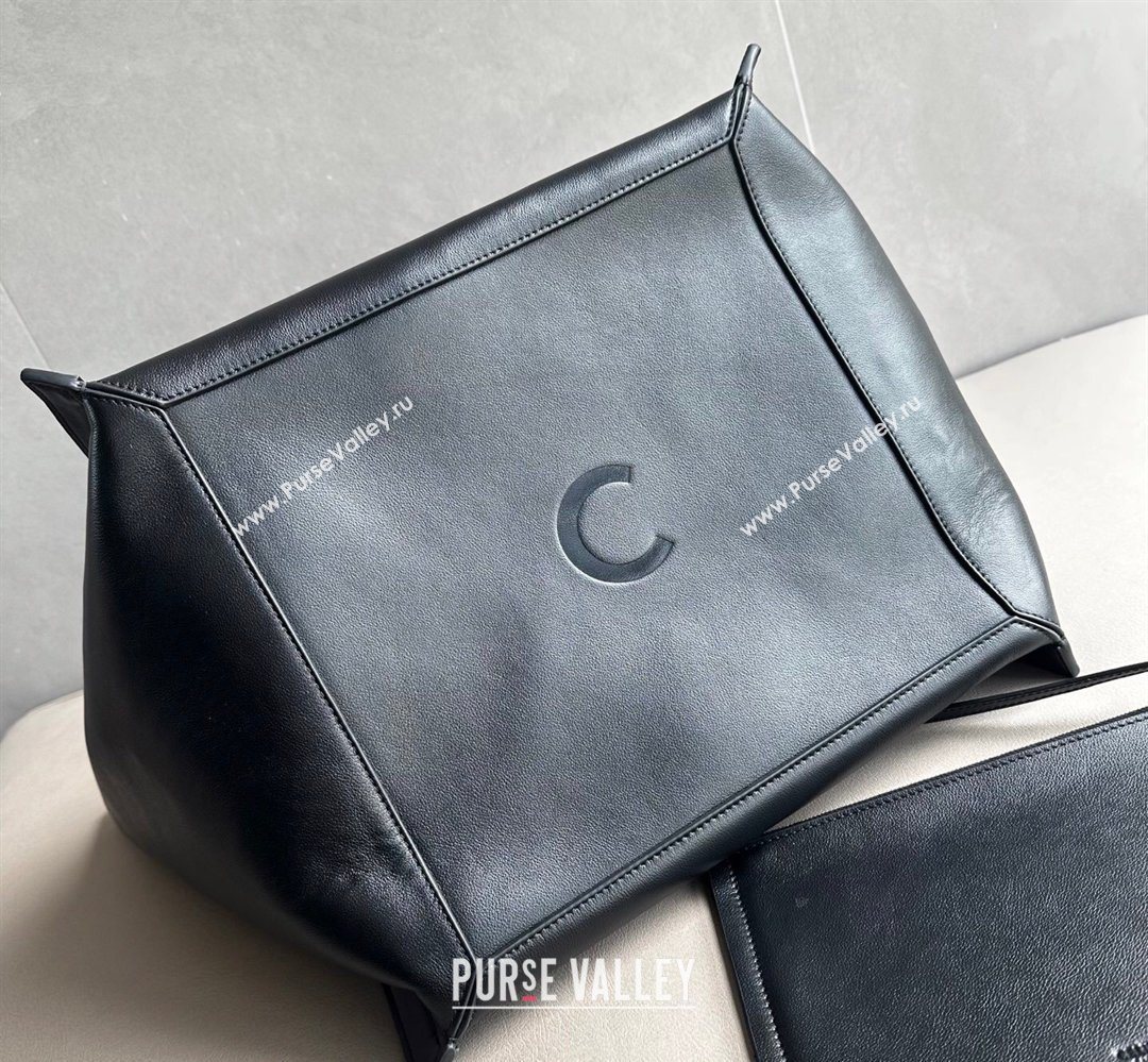 Celine Medium Cube Tote bag in Supple Calfskin Leather Black 2026 123422 (BL-260411046)