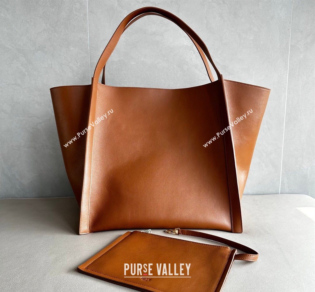 Celine Medium Cube Tote bag in Supple Calfskin Leather Tan Brown 2026 123422 (BL-260411047)