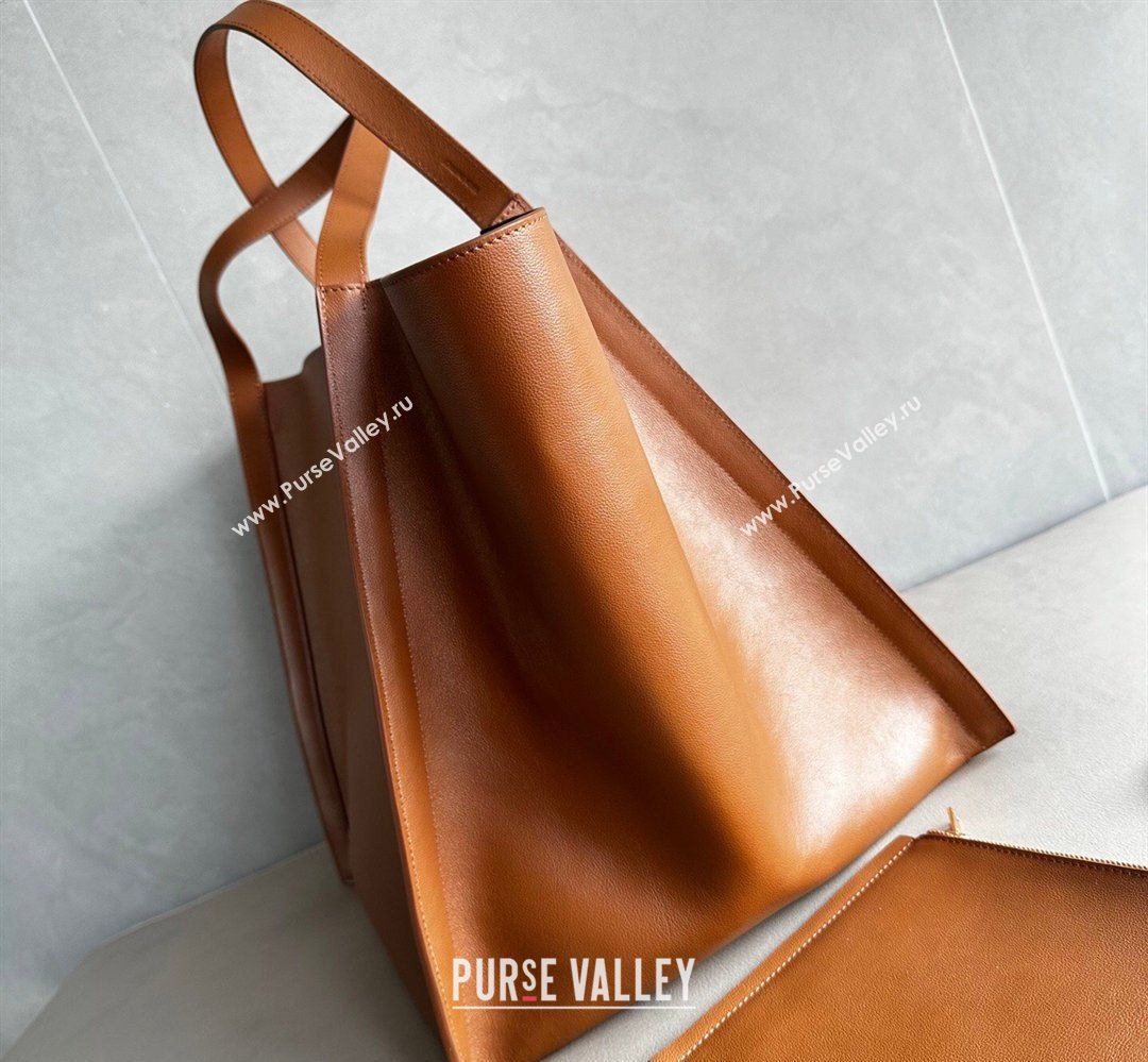 Celine Medium Cube Tote bag in Supple Calfskin Leather Tan Brown 2026 123422 (BL-260411047)