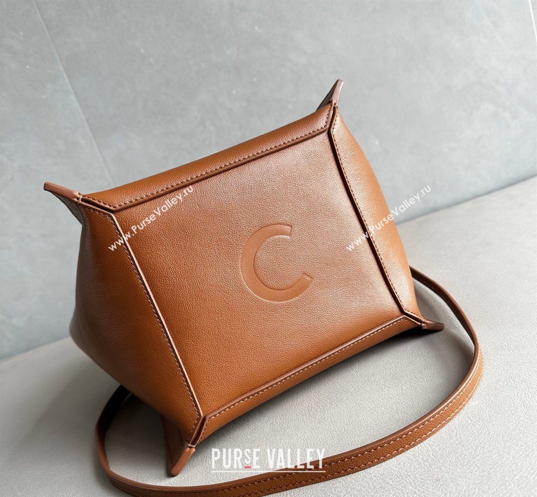 Celine Medium Cube Tote bag in Supple Calfskin Leather Tan Brown 2026 123422 (BL-260411047)
