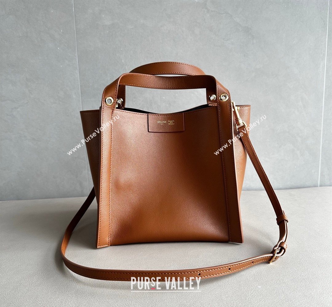 Celine Small Cube Tote bag in Supple Calfskin Leather Tan Brown 2026 124182 (BL-260411048)