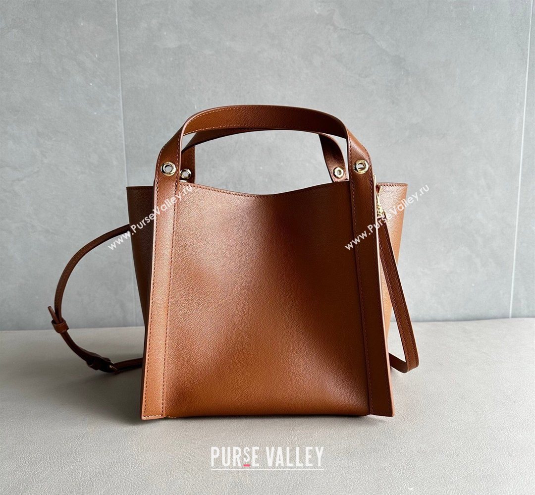 Celine Small Cube Tote bag in Supple Calfskin Leather Tan Brown 2026 124182 (BL-260411048)