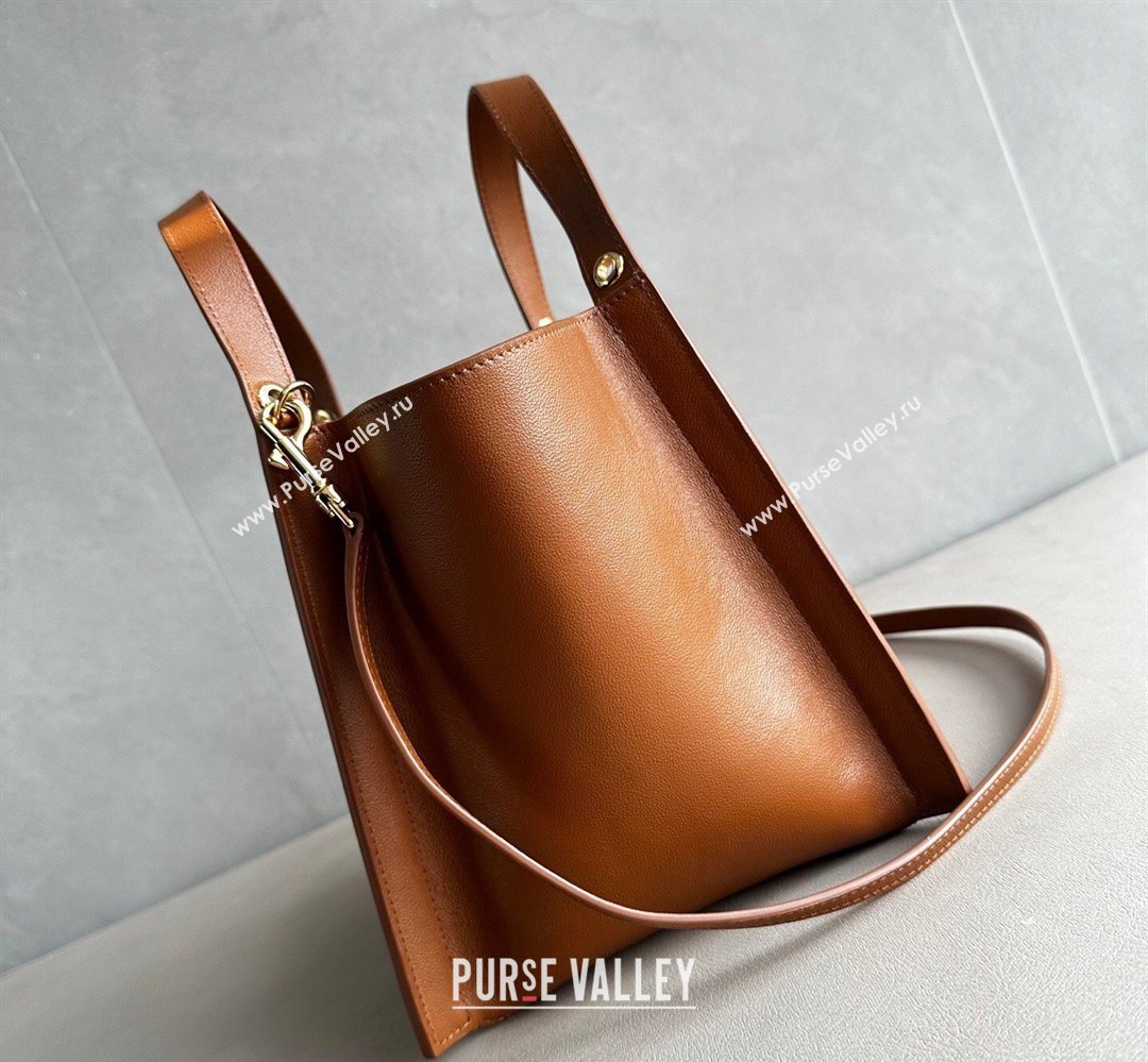 Celine Small Cube Tote bag in Supple Calfskin Leather Tan Brown 2026 124182 (BL-260411048)