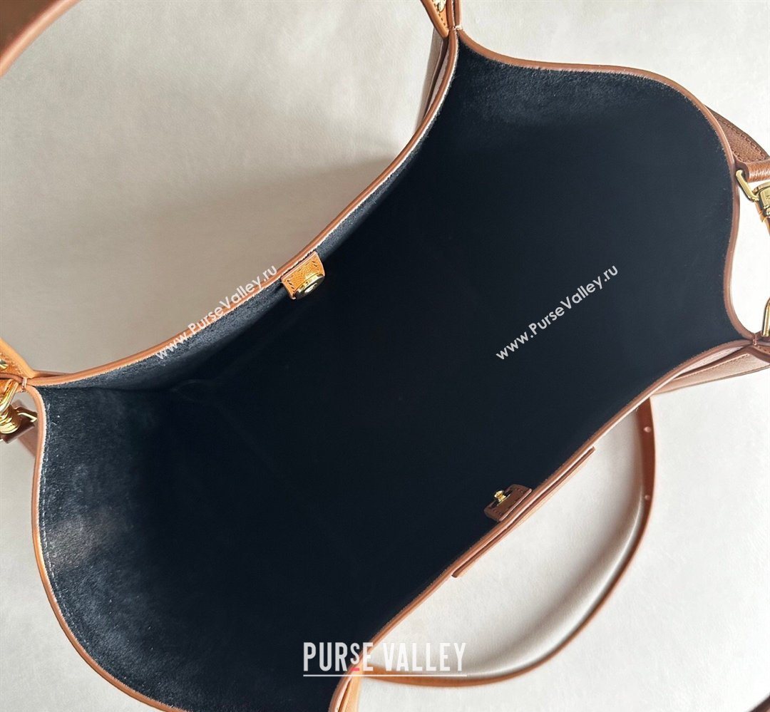 Celine Small Cube Tote bag in Supple Calfskin Leather Tan Brown 2026 124182 (BL-260411048)