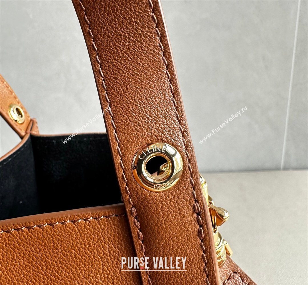 Celine Small Cube Tote bag in Supple Calfskin Leather Tan Brown 2026 124182 (BL-260411048)