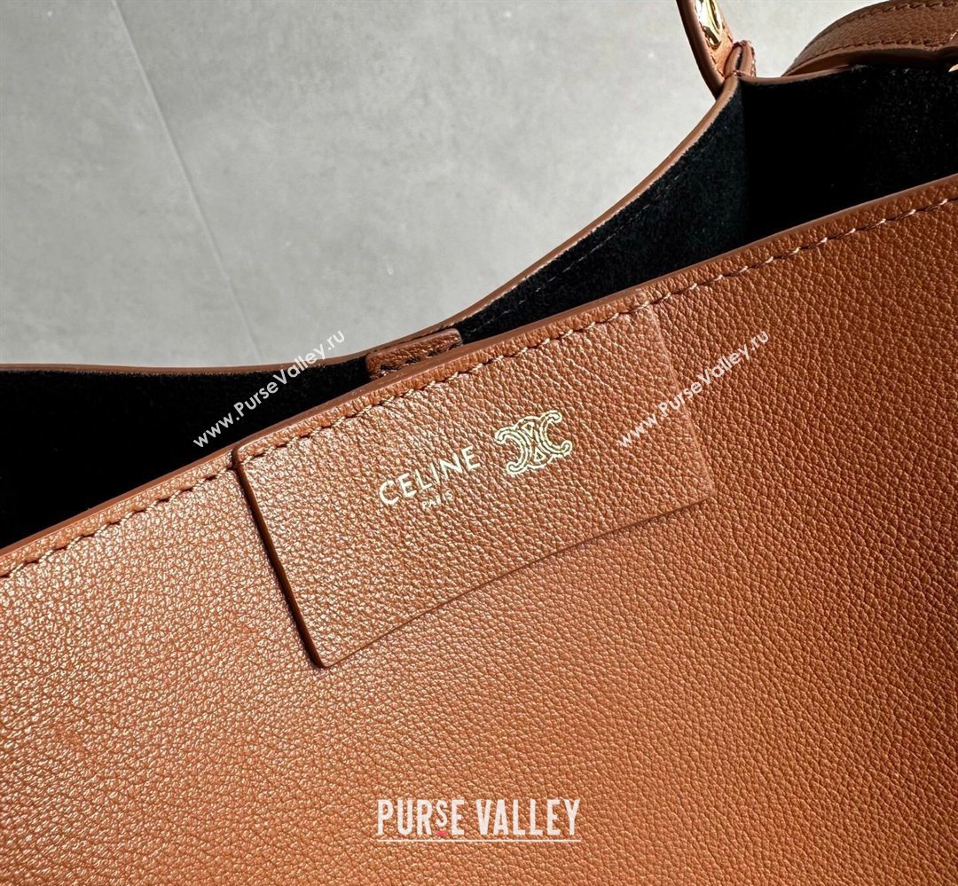 Celine Small Cube Tote bag in Supple Calfskin Leather Tan Brown 2026 124182 (BL-260411048)