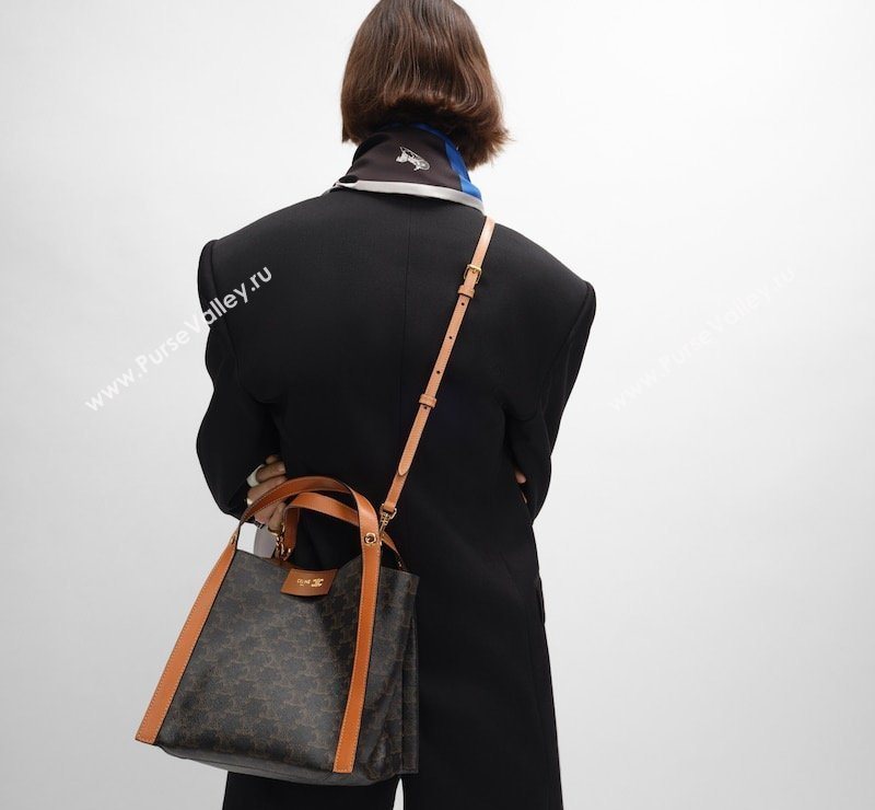 Celine Small Cube Tote bag in Triomphe Canvas and Calfskin Brown 2026 124182 (BL-260411050)