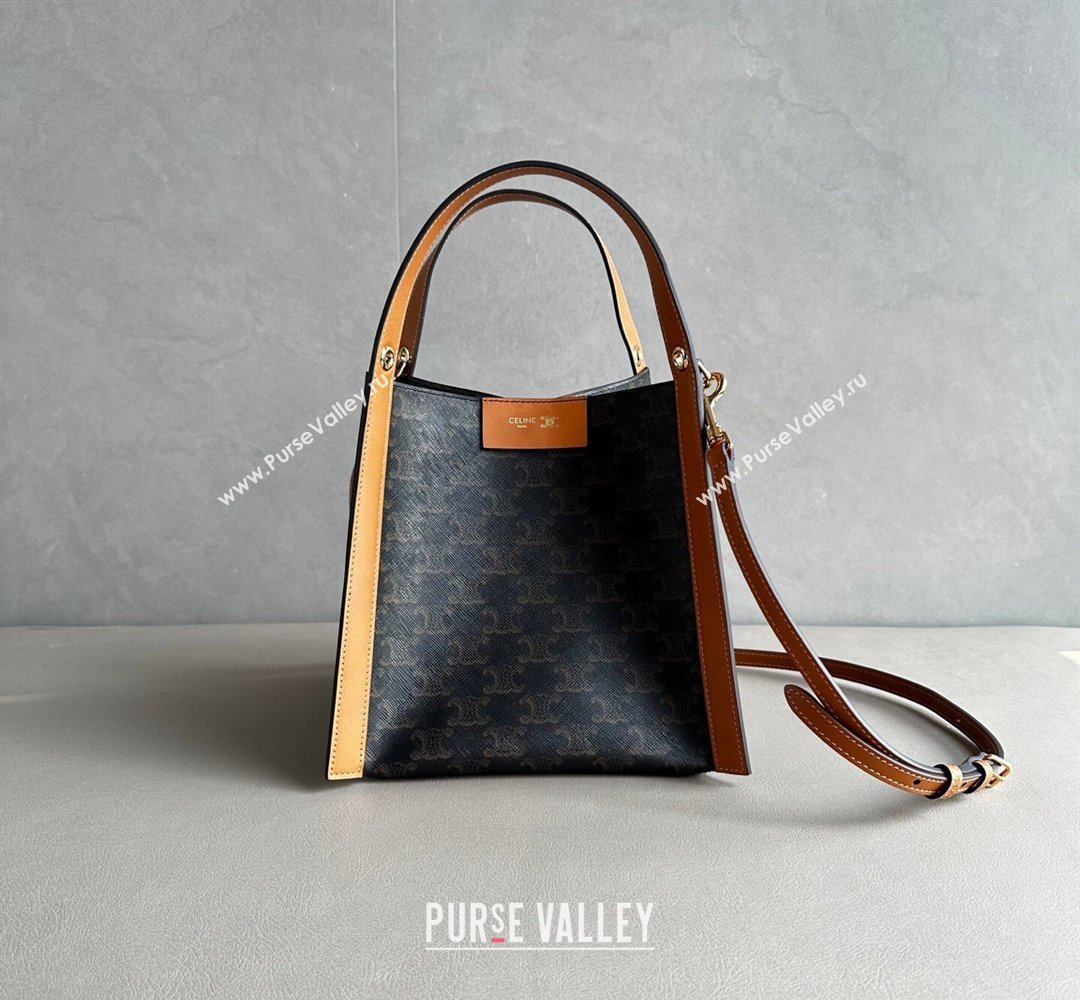 Celine Small Cube Tote bag in Triomphe Canvas and Calfskin Brown 2026 124182 (BL-260411050)