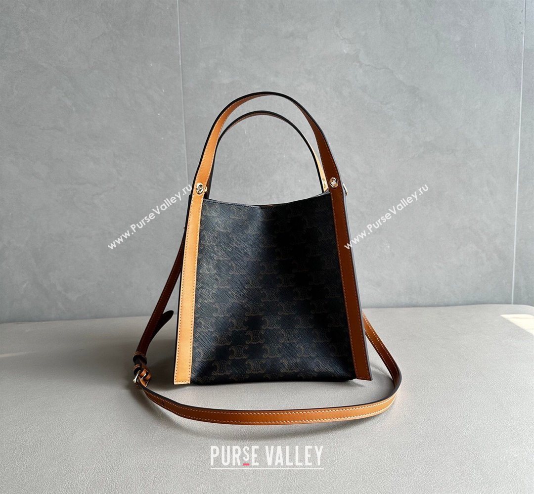 Celine Small Cube Tote bag in Triomphe Canvas and Calfskin Brown 2026 124182 (BL-260411050)