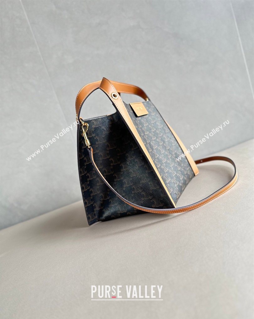 Celine Small Cube Tote bag in Triomphe Canvas and Calfskin Brown 2026 124182 (BL-260411050)