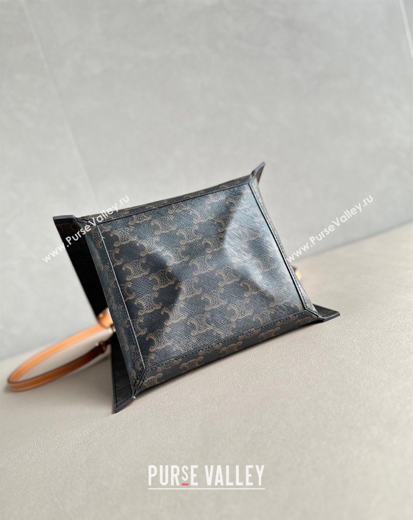 Celine Small Cube Tote bag in Triomphe Canvas and Calfskin Brown 2026 124182 (BL-260411050)