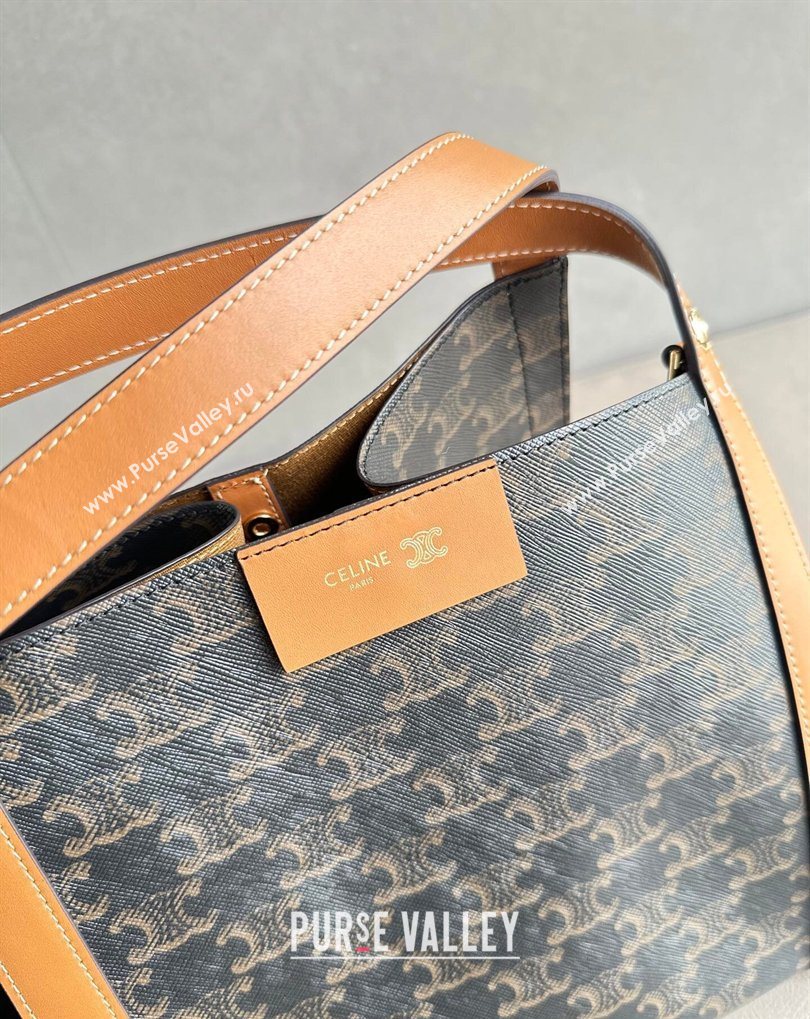 Celine Small Cube Tote bag in Triomphe Canvas and Calfskin Brown 2026 124182 (BL-260411050)