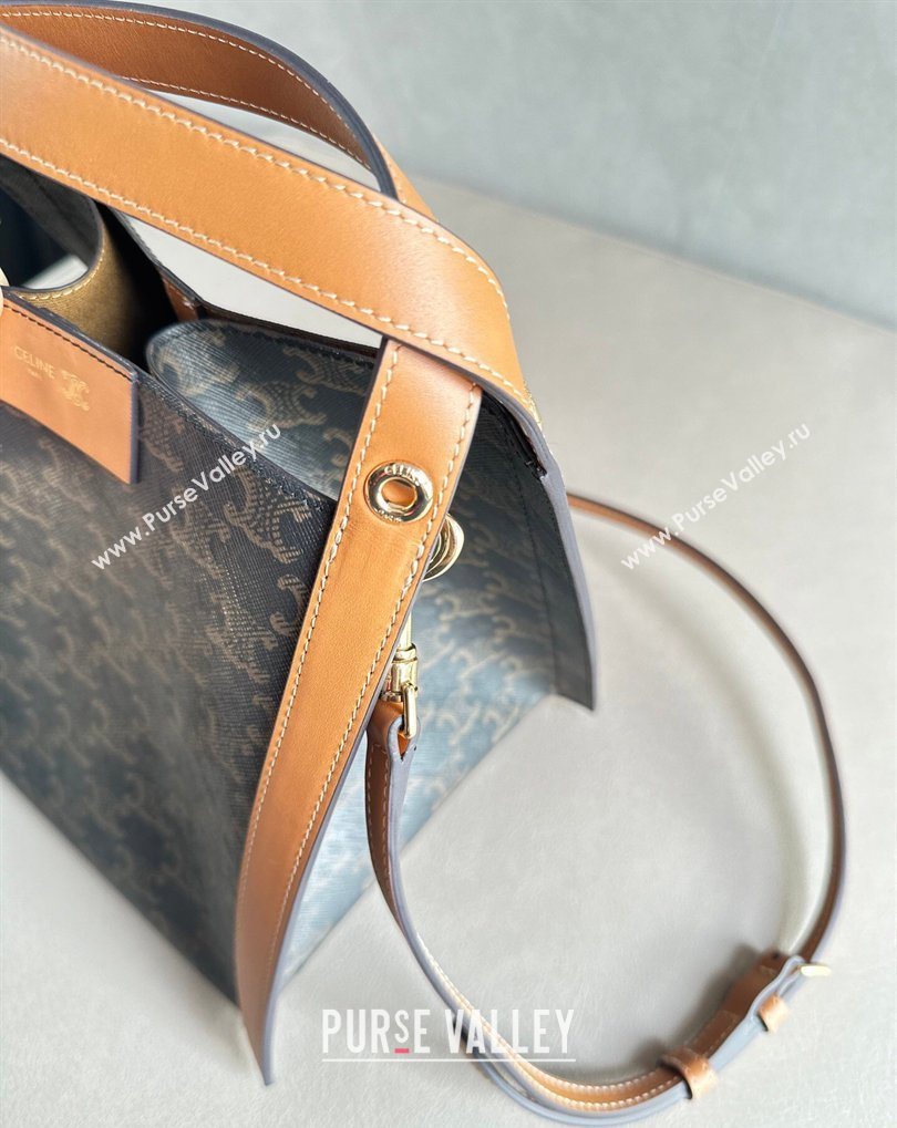 Celine Small Cube Tote bag in Triomphe Canvas and Calfskin Brown 2026 124182 (BL-260411050)